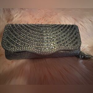 D’margeaux Rhinestone Silvet Shimmer Rhinestone Crossbody Clutch Bag